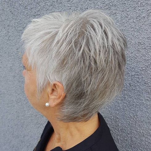layered grey short hair
