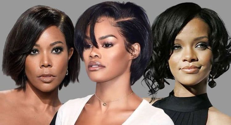 Side swept short bob haircuts for black women