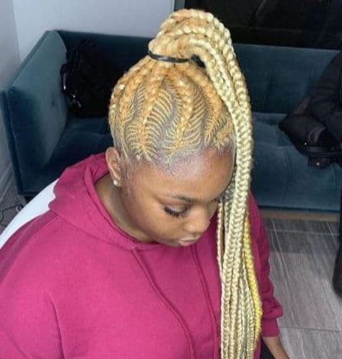 Blonde braids high ponytail for afro-american women 2021-2022