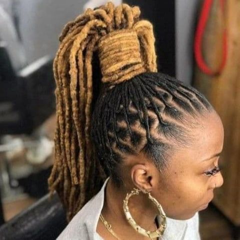 Blonde color dreadlock high ponytail hair for black women in 2021-2022