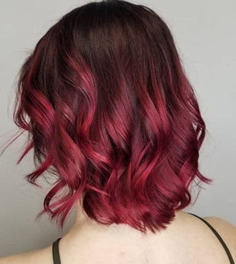 Wavy short haircut red ombre