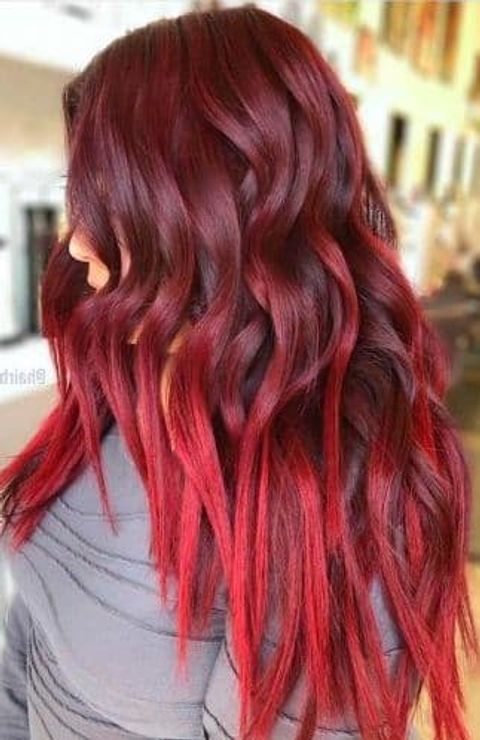 Ombre hair color for wavy long hair