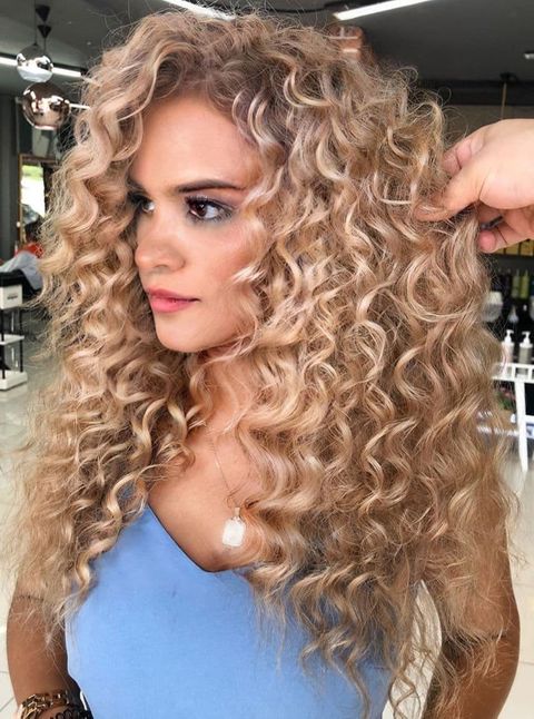 Champagne Blonde Curly Hair