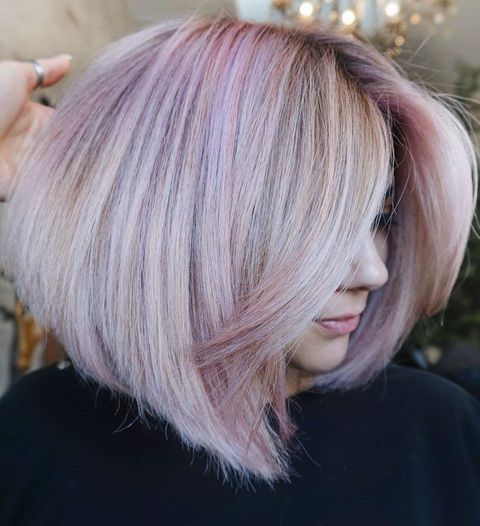 White Blonde Hair with Blush Highlights