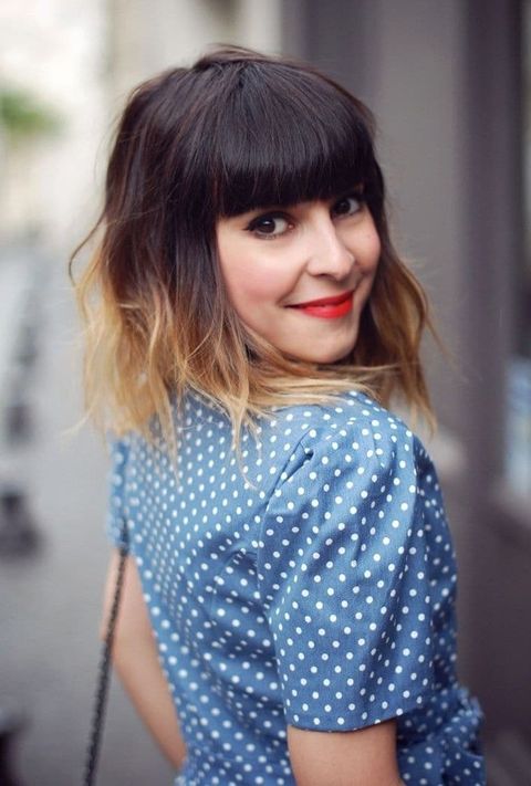 Ombre shoulder length hair with bangs 2021-2022