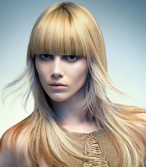 Highlight long hair with bangs for triange face 2021-2022