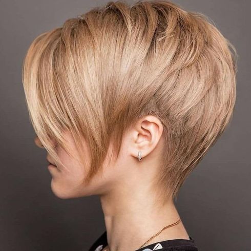 Asymmetrical long pixie cut with layers