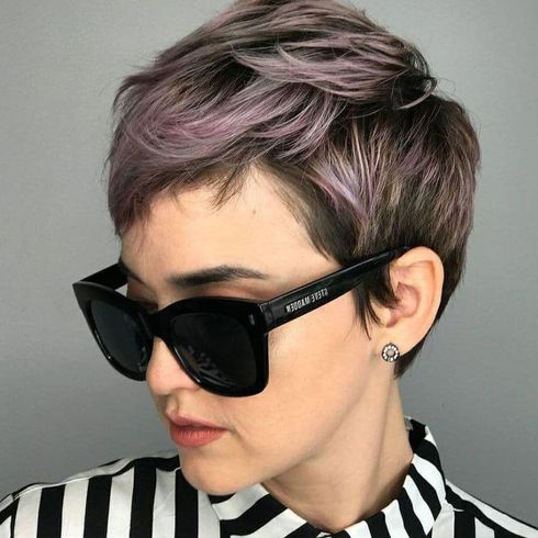 Purple Layered Pixie Hairstyle