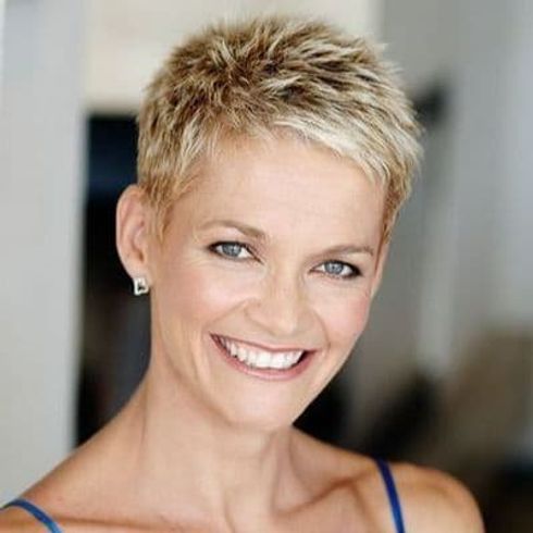 Spiky pixie cut for older women over 60