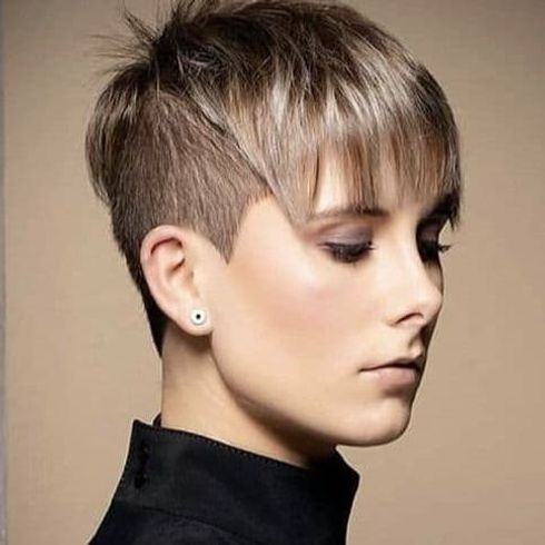 Undercut straight hair pixie hairstyle