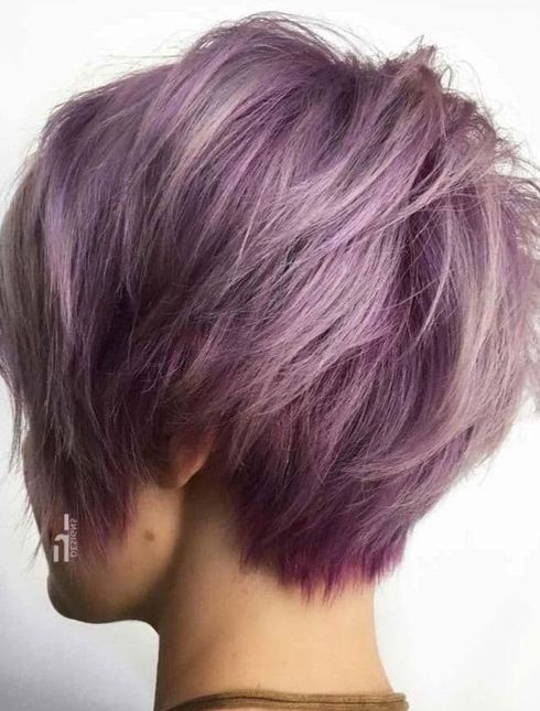 Purple layered short hair