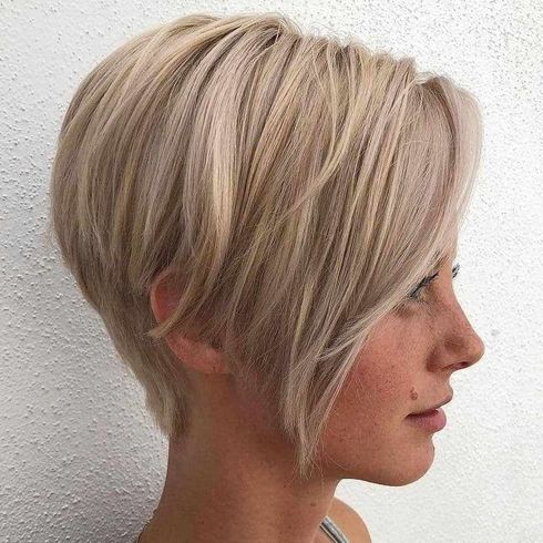 Blonde color layered asymmetrical cut