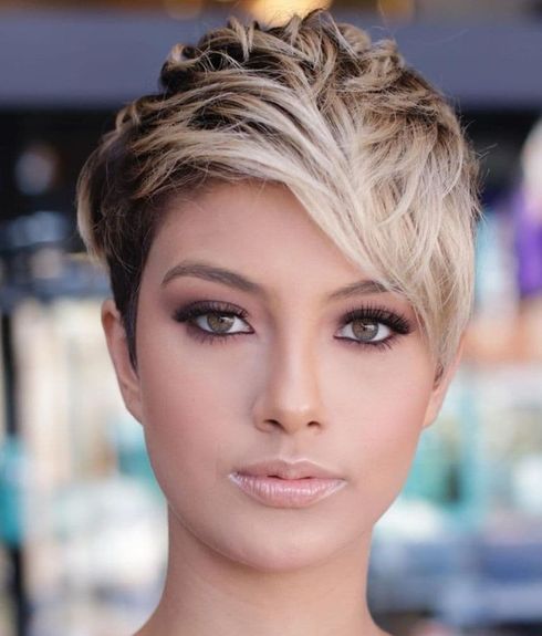 blonde balayage layered short hair