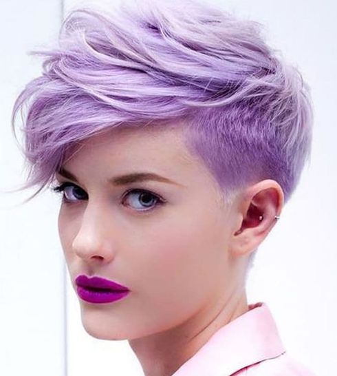 purple layered long pixie