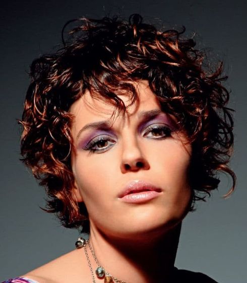 brown balayage curly short hair 2023-2024