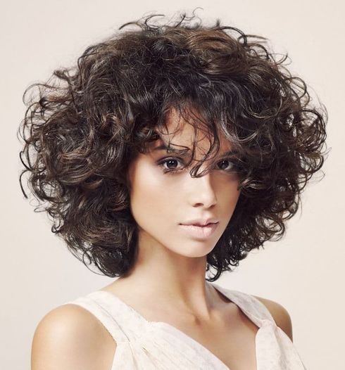 curly bob haircut with bangs 2023-2024