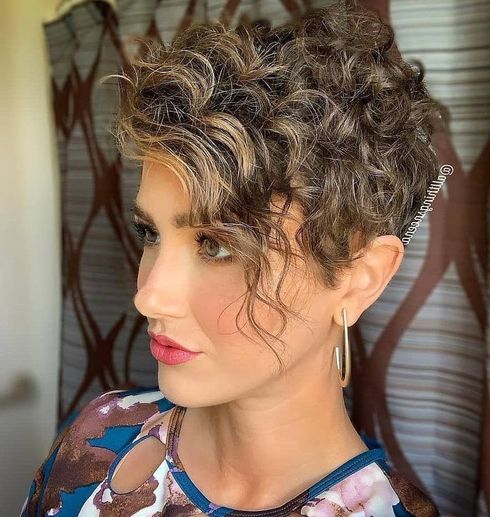 Balayage curly pixie haircut 2023