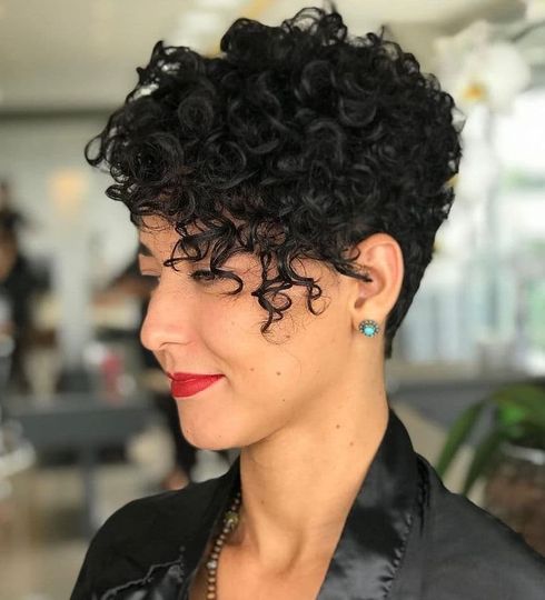 Modern curly pixie haircut 2023