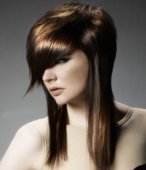 Asymmetrical long hairstyle 2023-2024