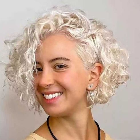 blonde curly bob