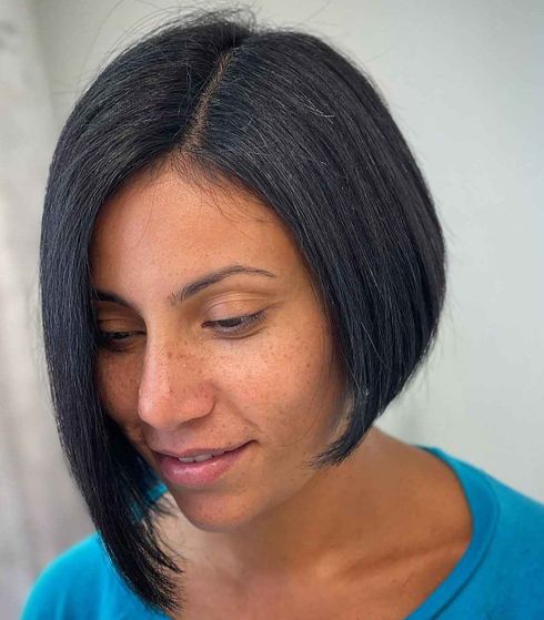 Angled Asymmetrical Bob for Straight Hair