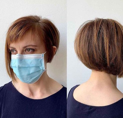 Tapered Short Asymmetrical Bob with Micro Bangs