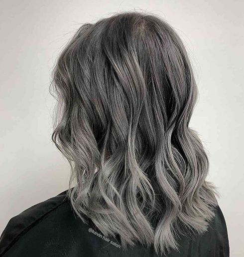 Medium Dark Hair with Ash Gray Ends