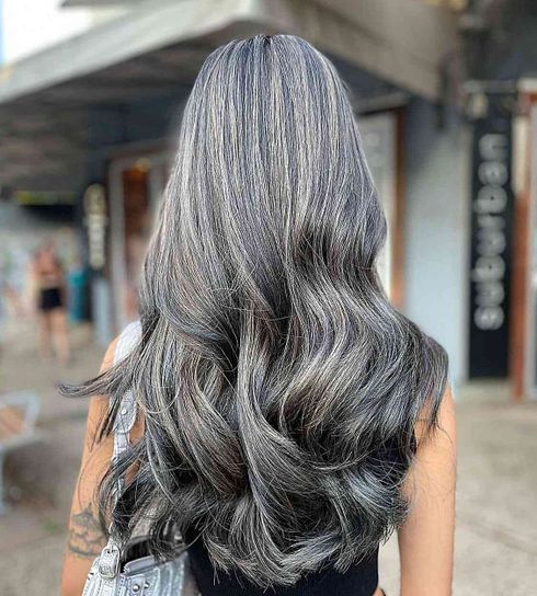 Smokey Gray Balayage Highlights