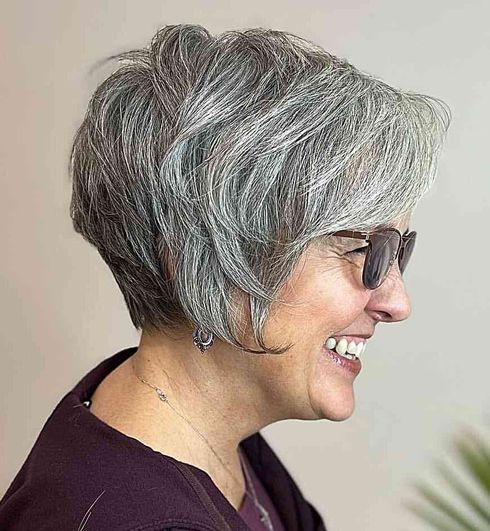Asymmetrical Pixie for Gray Hair