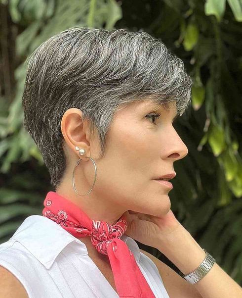 Sweet Silver Pixie with Sideburns