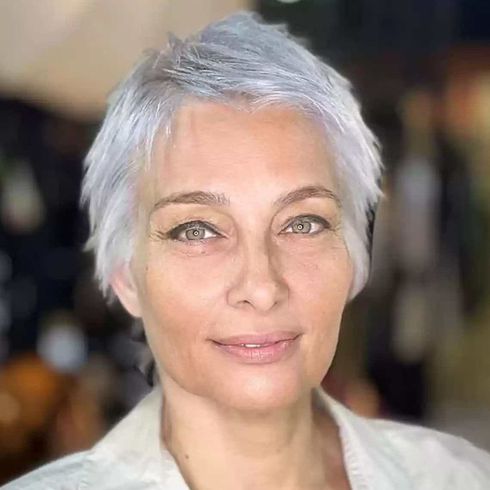 White-Gray Pixie for Thin Hair