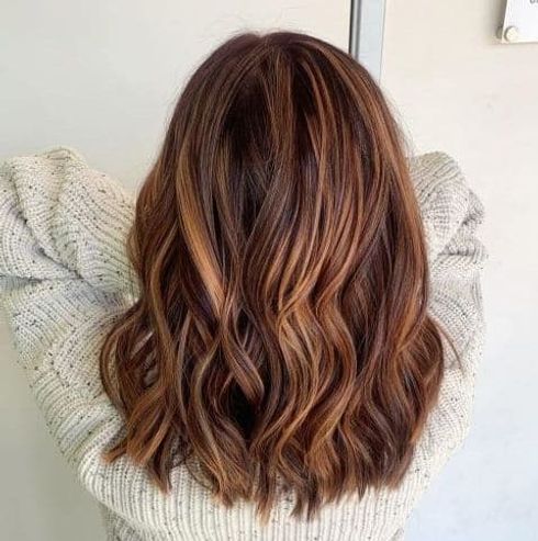 Burgundy and Caramel Highlights