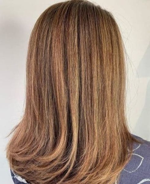 Medium Brown Hair with Caramel Highlights