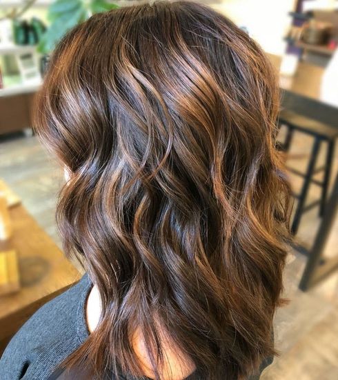 Sun-Kissed Caramel Halo Highlights on Brown Hair