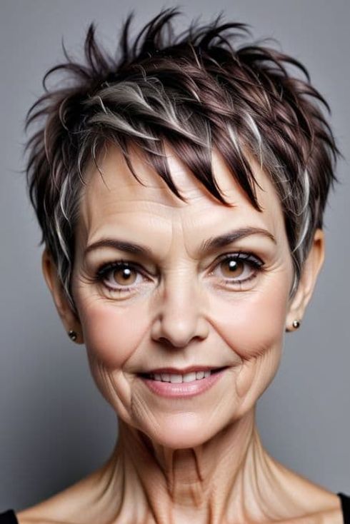 Are there specific face shapes that suit certain short haircut styles for older women?