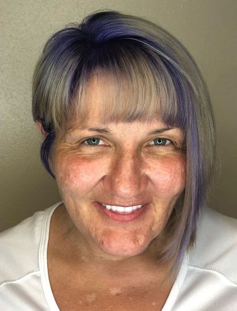 Asymmetrical bob haircut for women over 60