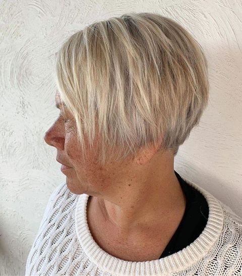 Razored pixie bob haircut for women over 60