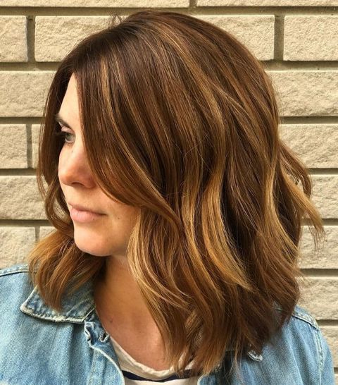 Brown and blonde balayage layered hair