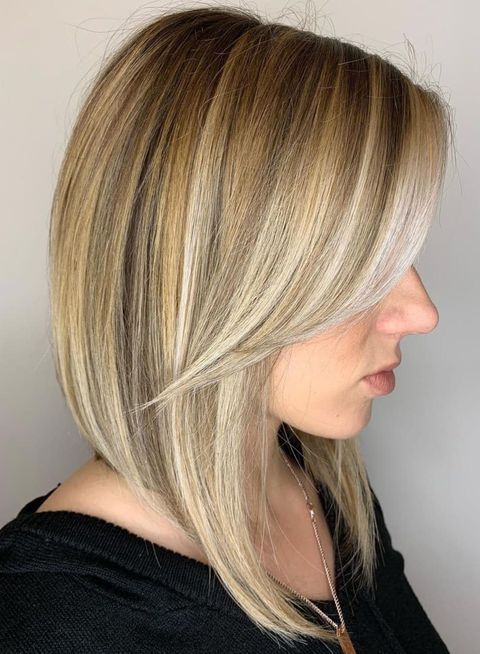 Inverted hairstyle with balayage