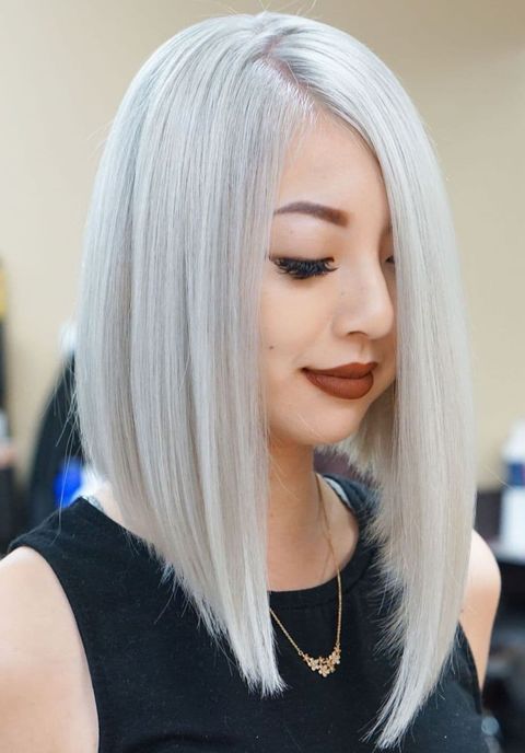 Platinum asymmetrical medium haircut