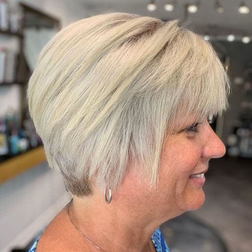 Short haircut with bangs for women over 60