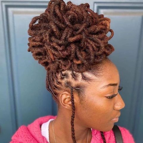 Updo dreadlock with side braids for black women 2021-2022