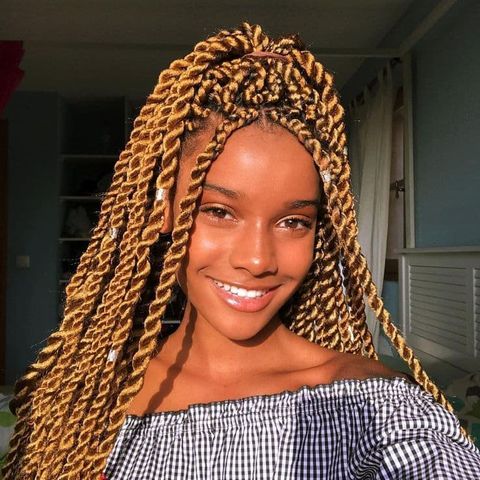 Golden blonde color crochet braids