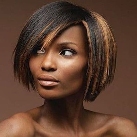 Brown balayage asymmetrical short bob