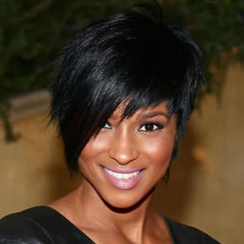 Modern asymmetrical short hair for long face