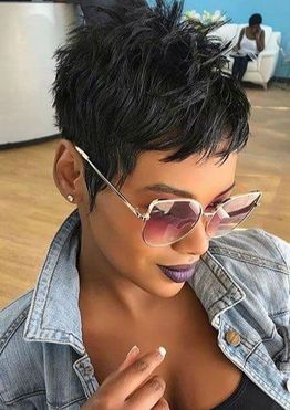 Pixie short haircuts for black women with glasses