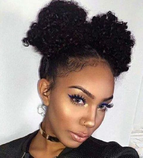 Double bun natural hair for black girls 2021-2022