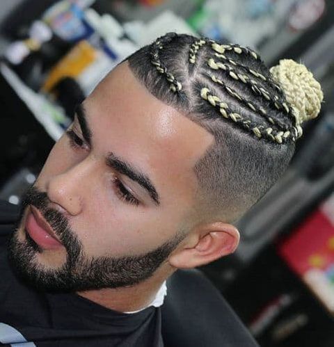 Balayage bun braids for men 2021-2022