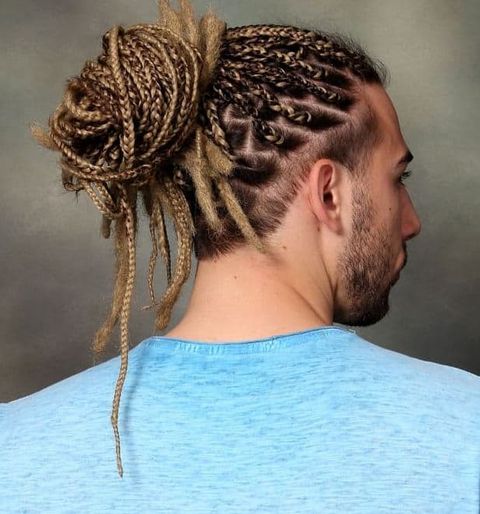 Bun braids for men with long hair 2021-2022