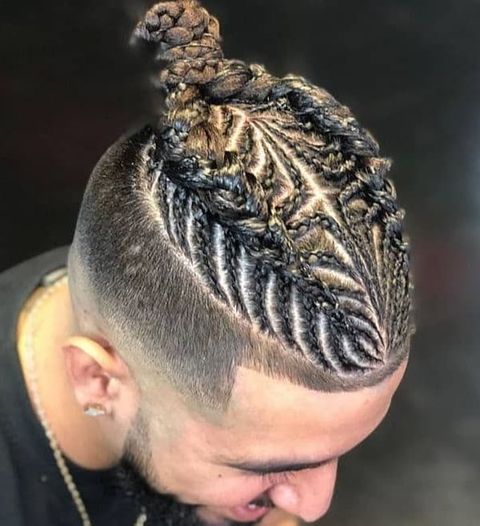 Micro+Macro braids bun hair for men 2021-2022